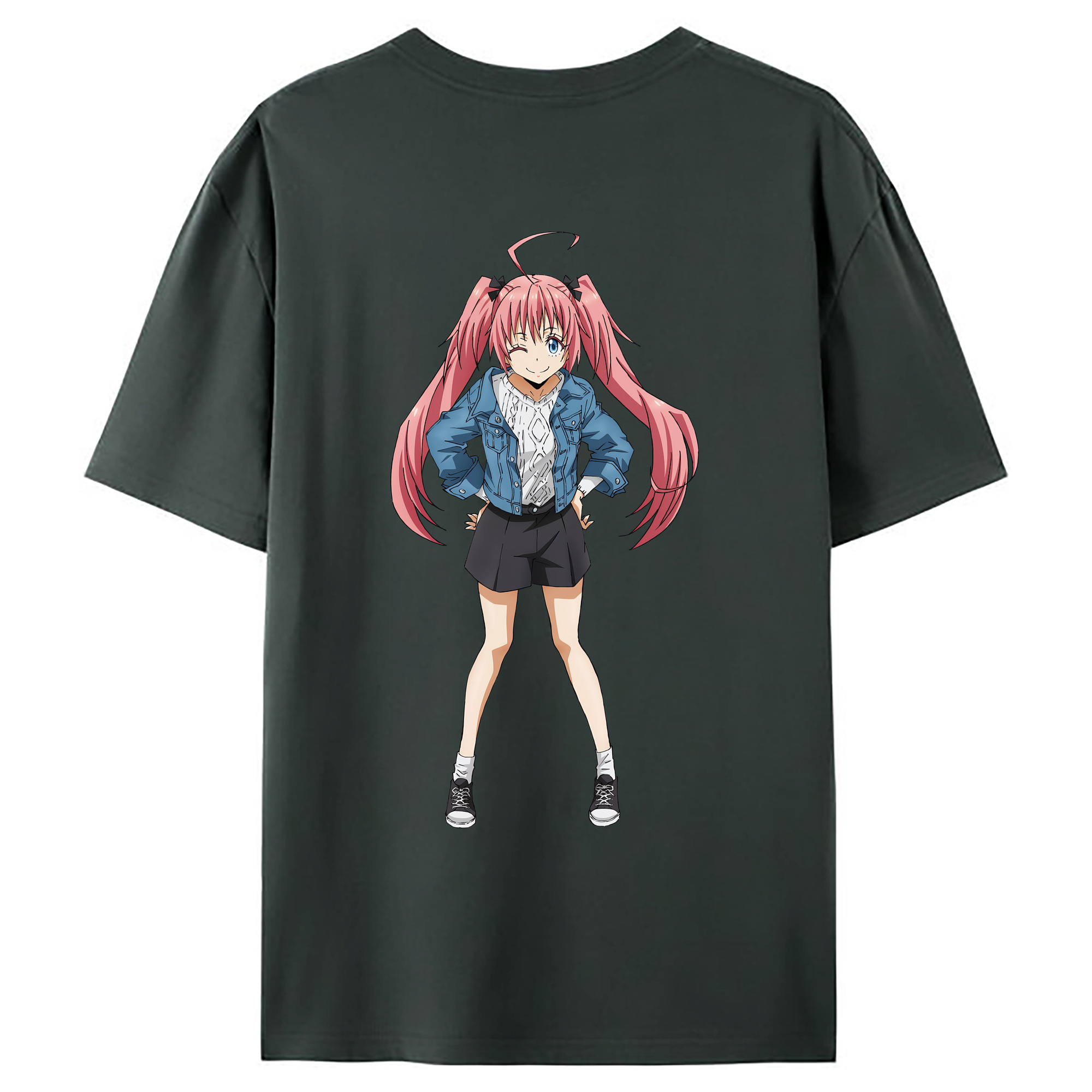 （画像用） 転スラ Regarding Reincarnated to Slime 綿100％ メンズ半袖Tシャツ（バックプリント） 通気性